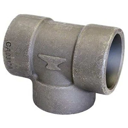 Tee Tee, 1/2" Pipe, Socket Weld, Black Forged Steel, Class 3000