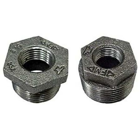 Hex Bushing Hex Bushing, 1/2" x 3/4" Pipe, FNPT x MNPT, Malleable Iron, Class 150