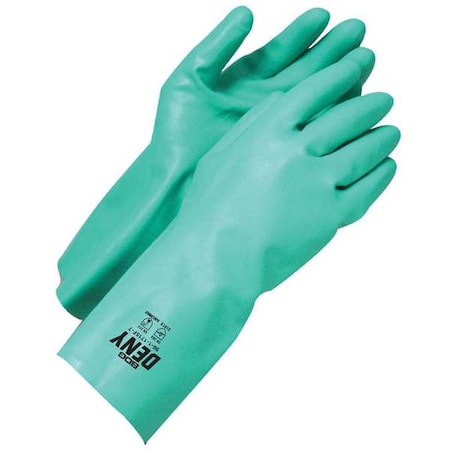 DENY(R) Chemical Resistant Gloves, Nitrile, 13 in L, 15 mil, Green, L, 1 PR