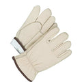 Leather Drivers Gloves, Cowhide Palm, Shirred Slip-On, Beige / Beige, 1 PR
