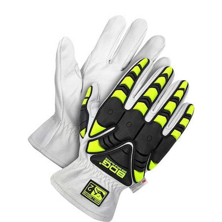 Leather Gloves, Goatskin, White / White, M