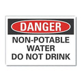 Danger, Non-potable water do not drink, 10 in W x 7 in H, , Reflective Sheeting, LCU4-0513-RD_10X7