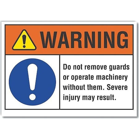 Decal,Warning Do Not Remove,7 x 5", 5 in Height, 7 in Width, Polyester, Horizontal Rectangle
