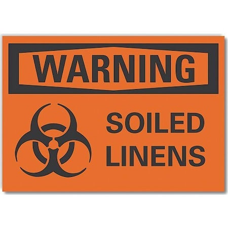 Decal,Warning Soiled Linens,7 x 5", 5 in Height, 7 in Width, Polyester, Horizontal Rectangle