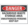 Danger Sign, 10 in H, 14 in W, Non-PVC Polymer, Horizontal Rectangle, English, LCU4-0672-ED_14x10