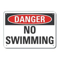 Danger, No Swimming, 14 in W x 10 in H, Horizontal Rectangle, Aluminum, LCU4-0343-NA_14X10