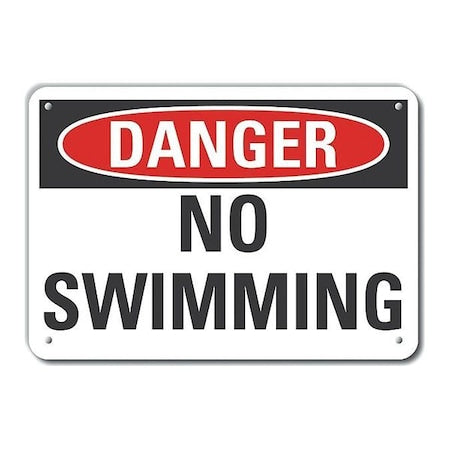 Danger, No Swimming, 14 in W x 10 in H, Horizontal Rectangle, Aluminum, LCU4-0343-NA_14X10
