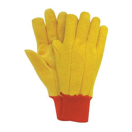 Knit Gloves, Fleece, None Uncoated, Yellow, L, 1 PR