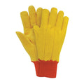 Canvas Gloves, Cotton/Polyester, None Uncoated, Knit, Yellow, L, 1 PR