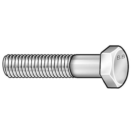 Class 8.8, M10-1.25 Hex Head Cap Screw, Zinc Plated Steel, 75 mm L, 10 PK
