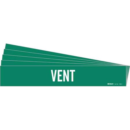 Pipe Marker, Adhesive, White, Vent, PK5, 7296-1-PK