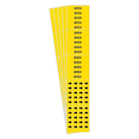 Pipe Marker, Adhesive, Black, Oxygen, PK5, 7209-3C-PK