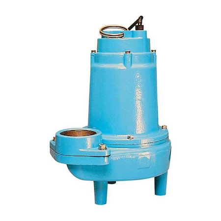 Sewage Ejector Pump, 40 ft, 1hp, Single, 230V AC