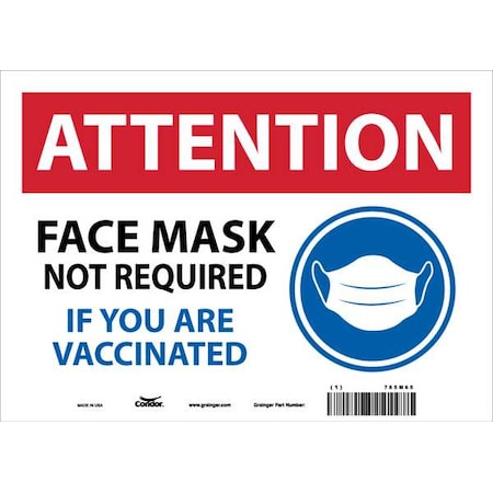 Face Mask Safety Sign, 10 in Height, 14 in Width, Vinyl, Rectangle, English