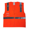 High-Visibility Vest, Polyester, Zipper Closure, 4 Outside Pockets, 2, Orange/Red, Size 5XL