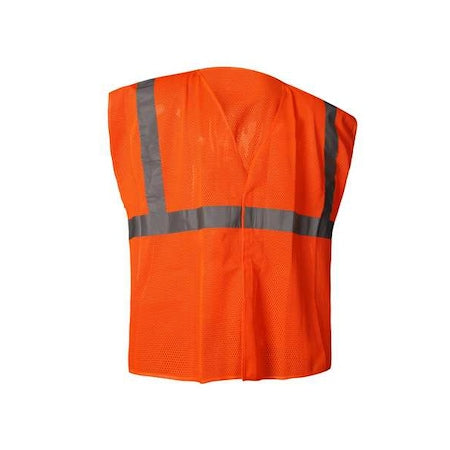 Hi-Vis Safety Vest L Class 2 U Back, ,Hook and Loop 0 Pockets, No Mic Tab, {delete}