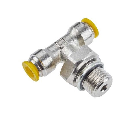 Metric Metal Push-to-Connect Fitting, Brass, Silver