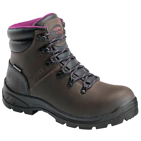 Women's 6-Inch Work Boot, 9 1/2 M, Steel Toe, 6 in H, Brown, A8125