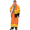 Rainsuit, Polyester/Polyurethane, 6.2 mil Thick, Packable Hood in Collar, Orange, 4XL/5XL