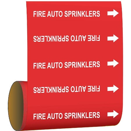Pipe Marker,Fire Auto Sprinklers,Red, 41461