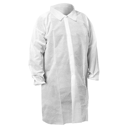 KleenGuard KGA10 Standard Lab Coat, Non-Hazardous, Not Applicable, Snaps Closure, White, XL, 50 PK