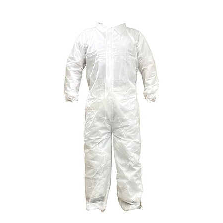 Not Applicable Collared Coveralls, PP SMS, 26 1/2 in Inseam, White