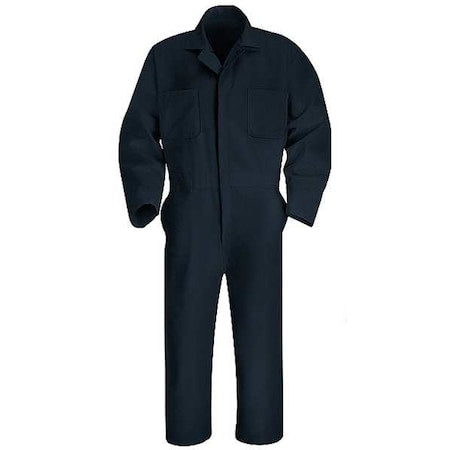 CT10 Coverall, Cotton/Polyester, 7.25 oz Fabric Weight, 30 in Inseam, Navy, 36 Regular