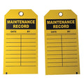 Tag, Maintenance, Cardstock, 5 3/4 in H x 3 in W, Yellow, Rectangle, 100 PK