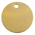 Blank Tag, Brass, 1 in H x 1 in W, Brass, Round, 25 PK