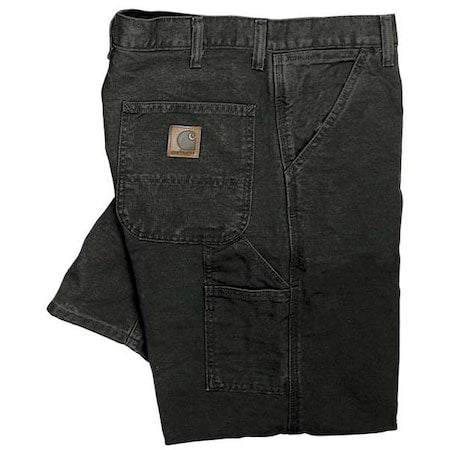 Men's Dungaree Work Pants, 42 in, Black, Cotton