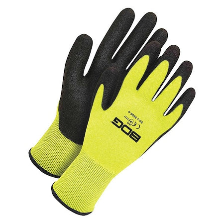 Coated Gloves, Foam Nitrile, Textured Palm, 4 Abrasion Level, Blk/Yellow, 2XS, 1 PR, Vendor Pack