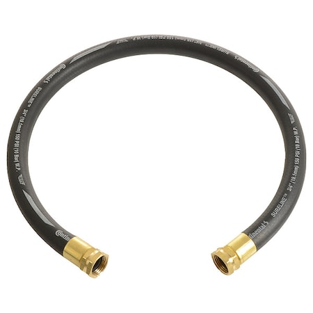 1 in ID x 6 ft L Garden Leader Hose, EPDM Tube, Black, Brass x Brass Fitting