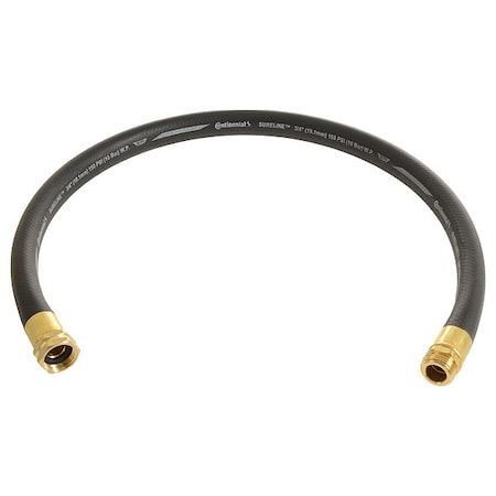 3/4 in ID x 12 ft L Garden Leader Hose, EPDM Tube, Black, Brass x Brass Fitting