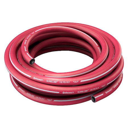 5/8 in ID x 25 ft L Garden Hose, EPDM Tube, Red