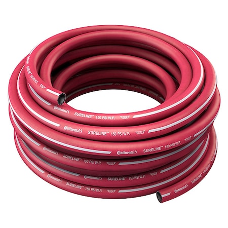 1/2 in ID x 50 ft L Garden Hose, EPDM Tube, Red