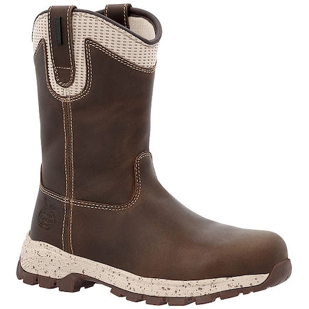 Women's Wellington Boot, 9 1/2, Alloy Toe, 10 in H, Dark Brown, GB00557