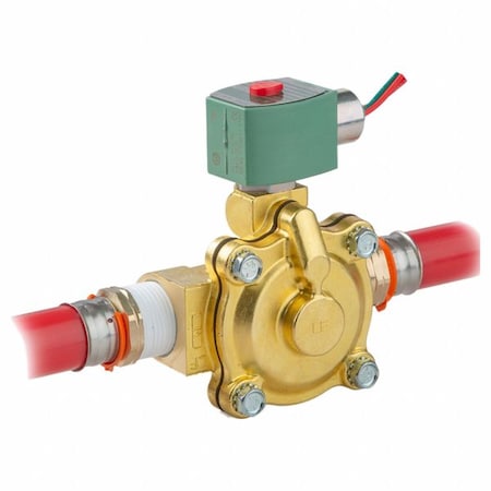 Solenoid Valve, 2-Way, 2-Position, Normally Closed, 3/4 in Pipe Size, 12V DC, High Flow, Brass