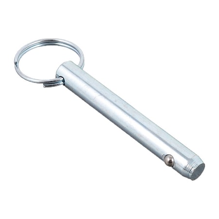 Detent Hitch Pin, 3/8 in Dia, 2-1/2 in Usable L, Steel, 5 PK