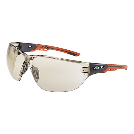 NESS+, Safety Glasses, Anti-Fog, Anti-Static & Anti-Scratch, Amber Lens, Gray/Orange Frame
