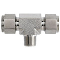 Tee, SS, Comp 1/8", Comp 1/8", MNPT 1/8"