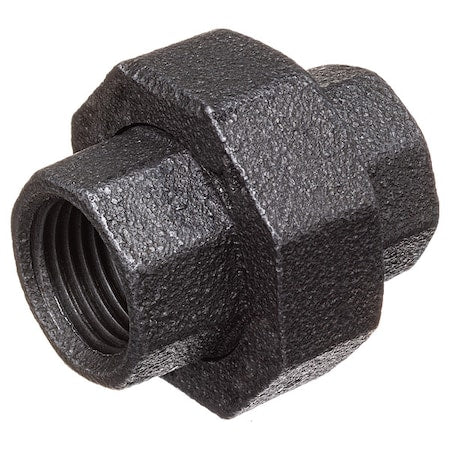 Straight Black Coated Malleable Iron Pipe Fitting, 1-1/2" Pipe, Female BSPT, Malleable Iron