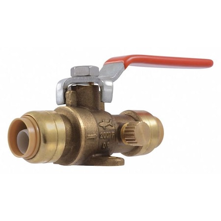 Manual 2-Way Ball Valve,Push,Brass