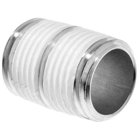 1/4 in Stainless Steel Pipe Nipple, Schedule 40, 304 SS, 7/8 in Length, Male NPT Threads