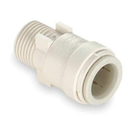 Push-Fit Fitting, 3/4 in Tube Size, Polysulfone, White