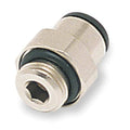 Push-Fit Adapter Fitting, 6mm Tube Size, Brass, Silver, 10 PK