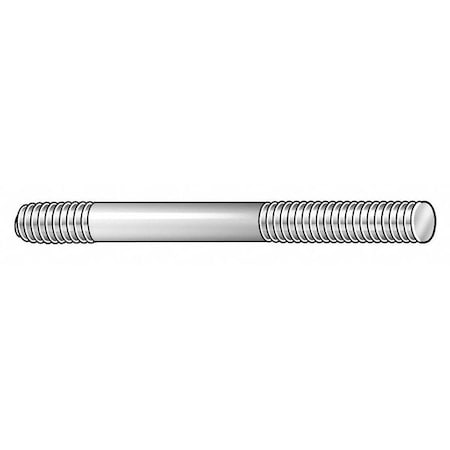 Double-End Threaded Stud, 3/4"-10 Thread to 3/4"-10 Thread, 3 in, Steel, Black Oxide, 2 PK