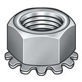 Serrated Lock Nut, M16-2.00, Steel, Class 8, Zinc Plated, 16 mm Ht, 50 PK