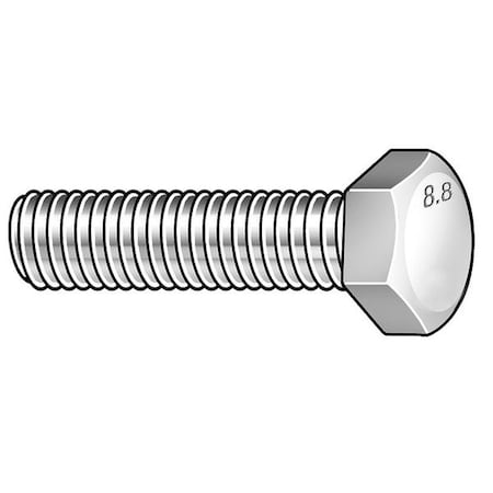 Class 8.8, M10-1.25 Hex Head Cap Screw, Zinc Plated Steel, 25 mm L, 25 PK