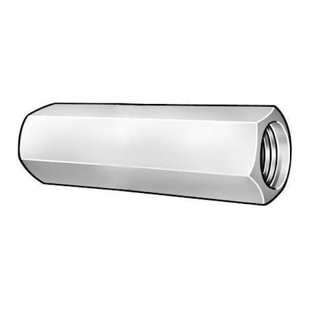 Coupling Nut, 1-1/4"-7, 18-8 Stainless Steel, Not Graded, Plain, 3 in Lg, 1-5/8 in Hex Wd