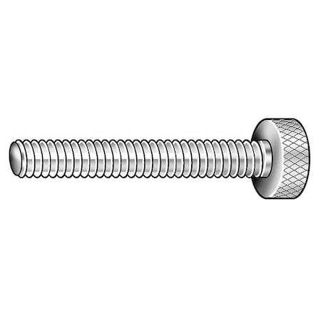 Thumb Screw, 1/4"-20 Thread Size, Round, Black Oxide Steel, 7/32 in Head Ht, 1 1/2 in Lg, 2 PK